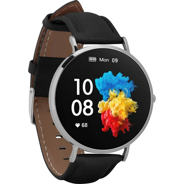 Garett Verona ezüst-fekete bőr női okosóra