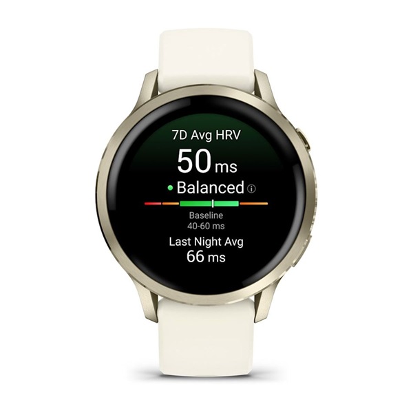 Garmin 010-03013-00 Venu 4 (41mm) csontszínű szilikon szíjjal arany okosóra