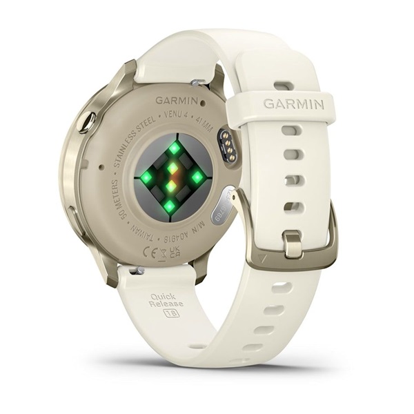 Garmin 010-03013-00 Venu 4 (41mm) csontszínű szilikon szíjjal arany okosóra