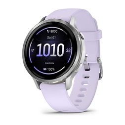 Garmin 010-03013-01 Venu 4 (41mm) mályvaszínű szilikon szíjjal ezüst okosóra