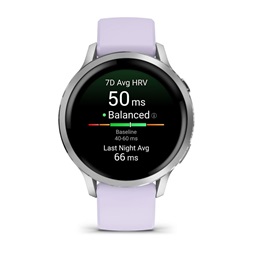 Garmin 010-03013-01 Venu 4 (41mm) mályvaszínű szilikon szíjjal ezüst okosóra