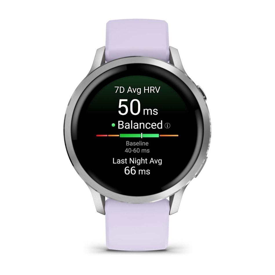 Garmin 010-03013-01 Venu 4 (41mm) mályvaszínű szilikon szíjjal ezüst okosóra