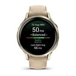 Garmin 010-03013-03 Venu 4 (41mm) csontszínű szilikon és homokszínű bőrszíjjal arany okosóra