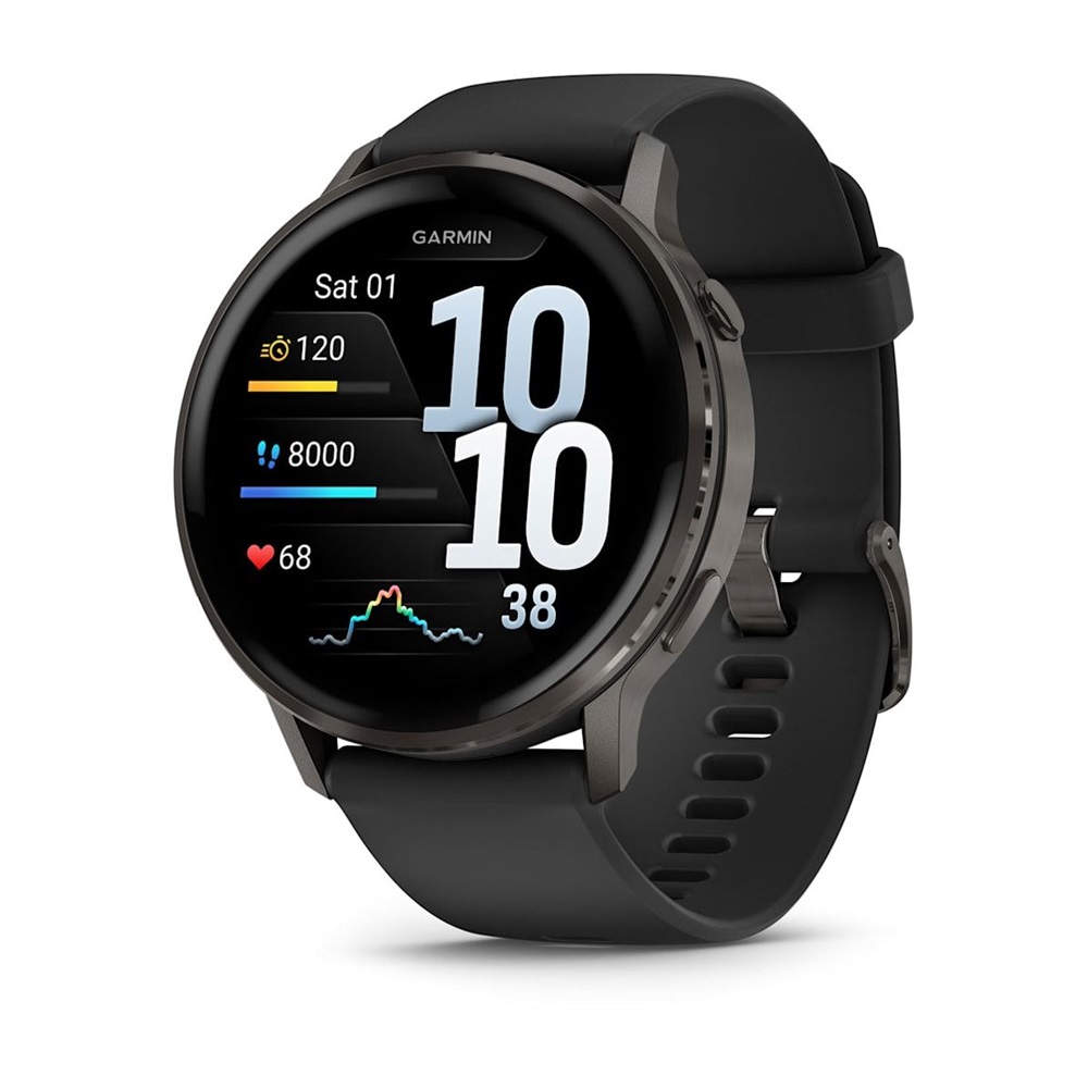 Garmin 010-03014-00 Venu 4 (45mm) fekete szilikon szíjjal sötétszürke okosóra