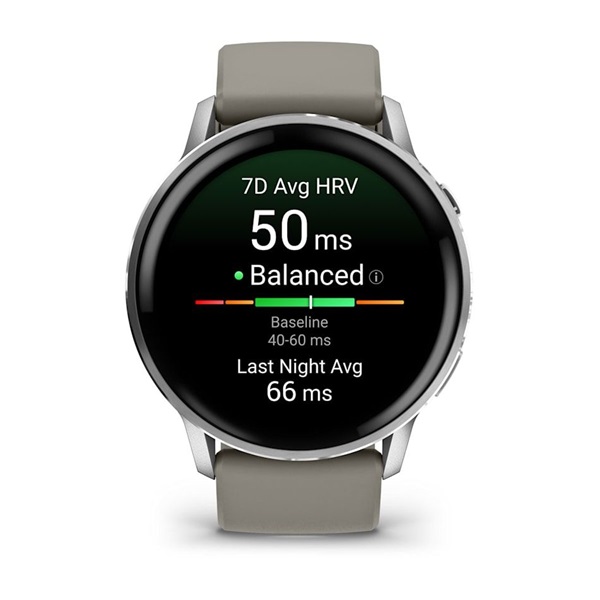 Garmin 010-03014-01 Venu 4 (45mm) szürke szilikon szíjjal ezüst okosóra