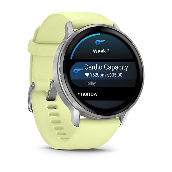 Garmin 010-03014-02 Venu 4 (45mm) citromsárga szilikon szíjjal ezüst okosóra