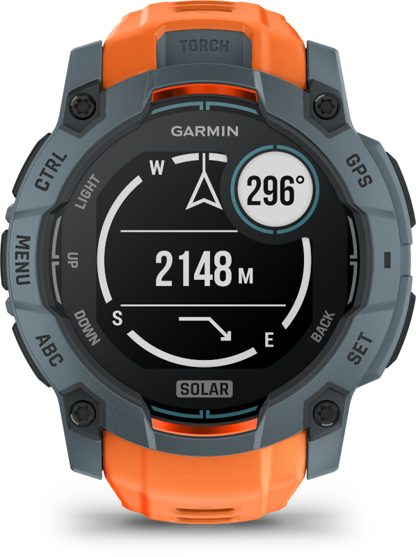 Garmin Instinct 3 50mm Solar szürke narancs szíjjal okosóra