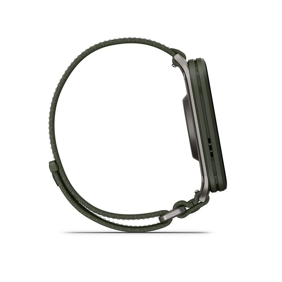 Garmin Venu X1 Titanium ComfortFit nylon szíjjal mohazöld okosóra