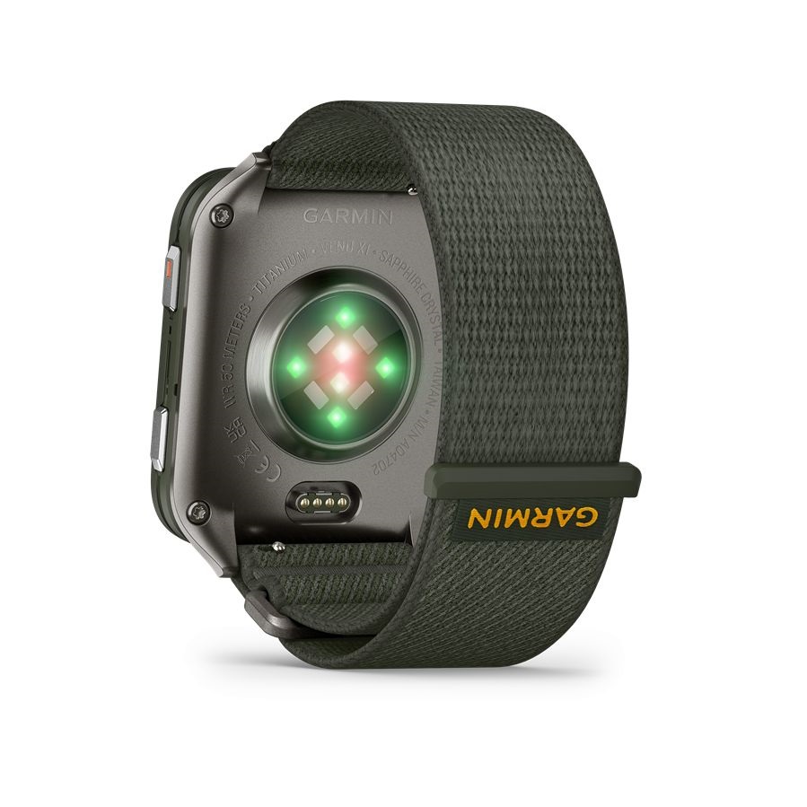 Garmin Venu X1 Titanium ComfortFit nylon szíjjal mohazöld okosóra
