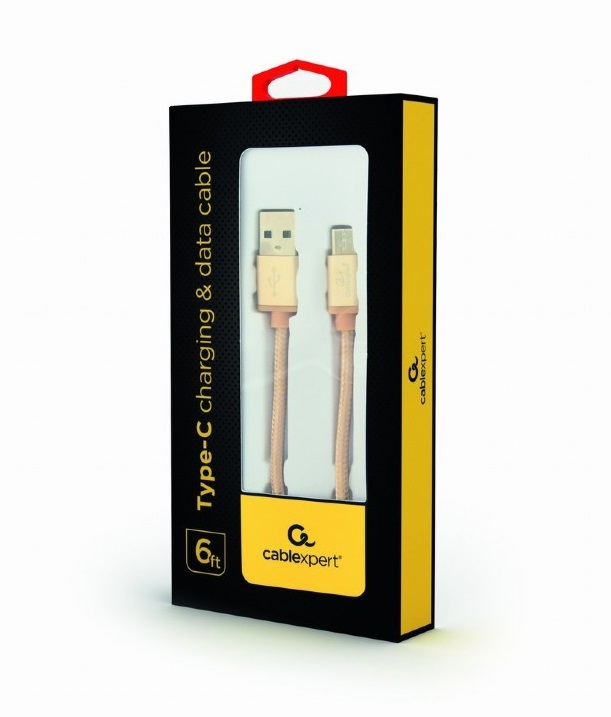 Gembird 1,8m USB Type-C 2.0 apa - USB 2.0 A apa fonott arany kábel