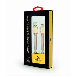 Gembird 1,8m USB Type-C 2.0 apa - USB 2.0 A apa fonott arany kábel