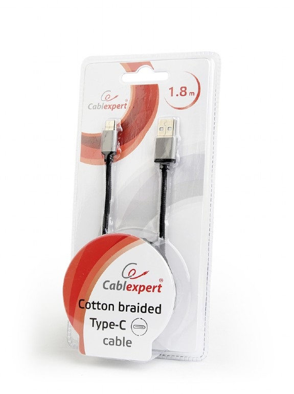 Gembird 1,8m USB Type-C 2.0 apa - USB 2.0 A apa fonott fekete kábel