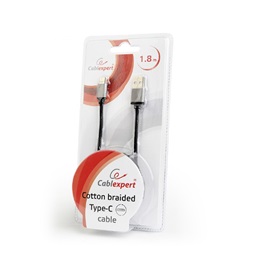 Gembird 1,8m USB Type-C 2.0 apa - USB 2.0 A apa fonott fekete kábel