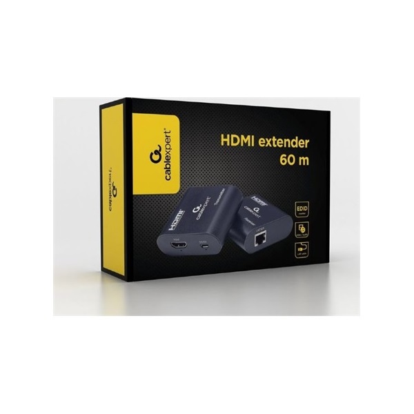 Gembird 1db HDMI 1.3 1db USB 2.0 micro B -> 1db RJ45 CAT6 UTP F/F video extender 60m fekete