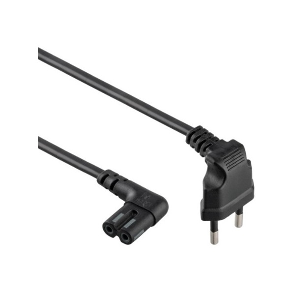 Gembird 230V villásdugó CEE 7/16 -> C7 M/F tápkábel 1m fekete 90°*/90°