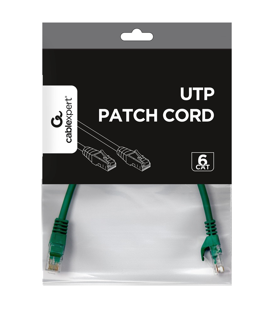 Gembird 25cm RJ45 CAT6 M/M zöld UTP kábel