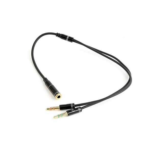 Gembird 2db Jack stereo 3,5mm -> Jack stereo 3,5mm (4pin) M/F adapter 0.1m fekete