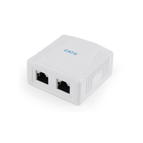 Gembird 2x RJ45 kat. 6 fali aljzat, komplett fehér