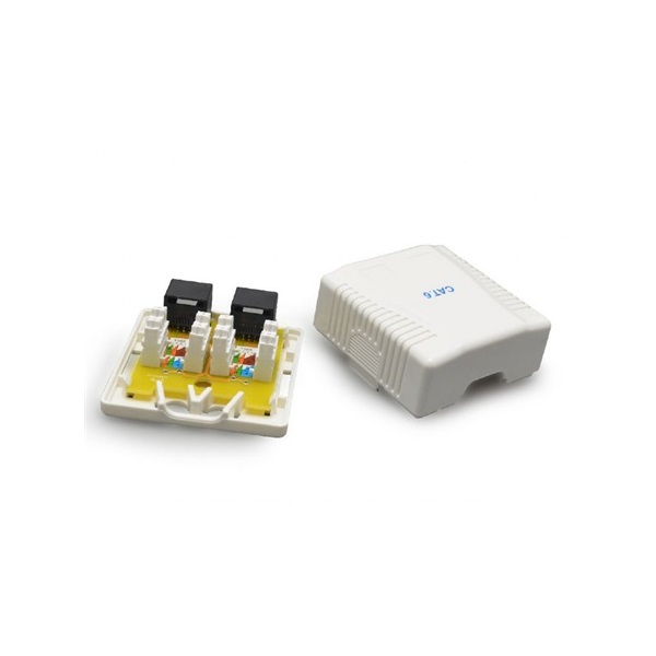 Gembird 2x RJ45 kat. 6 fali aljzat, komplett fehér