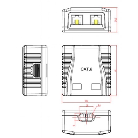 Gembird 2x RJ45 kat. 6 fali aljzat, komplett fehér