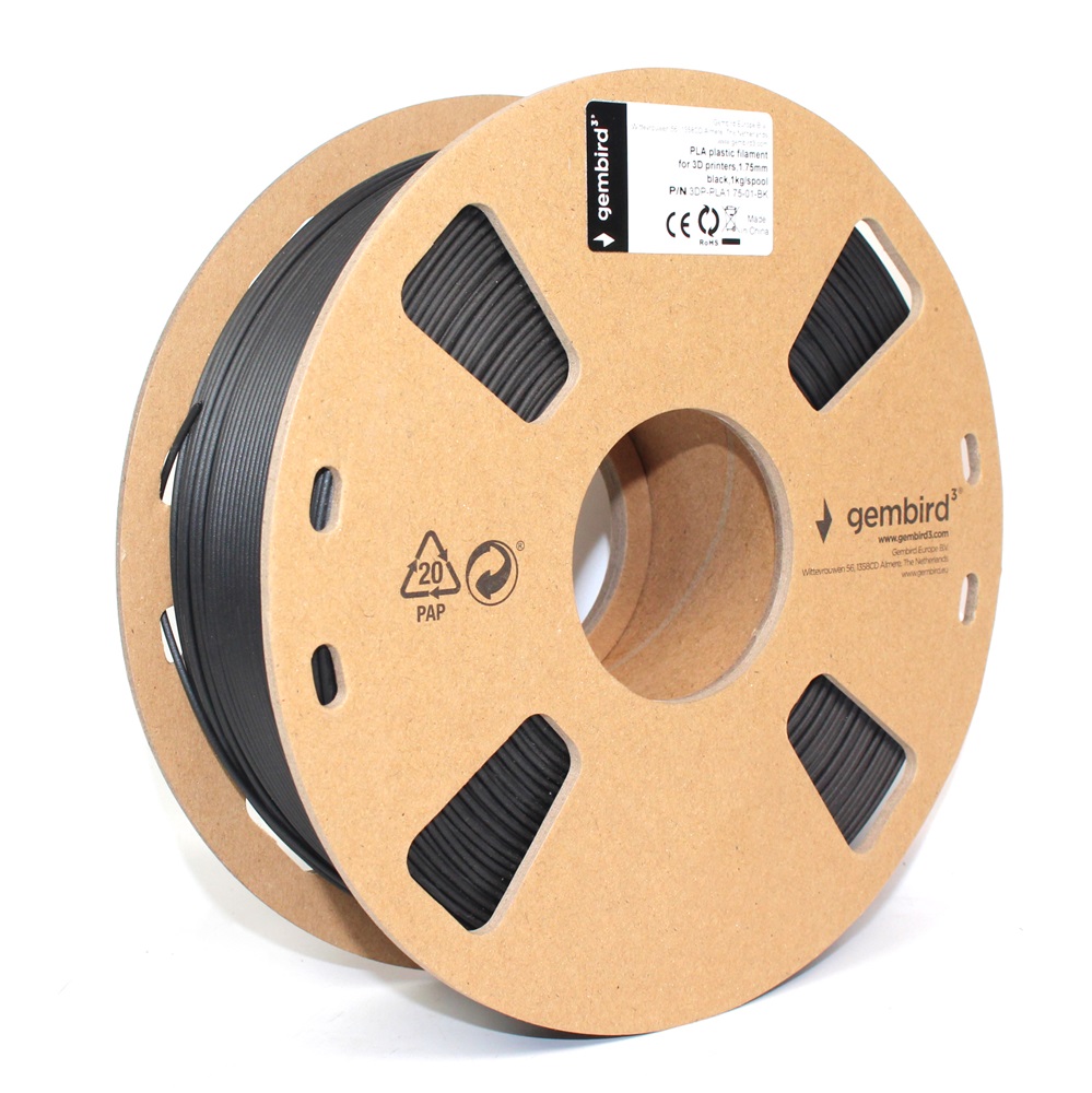 Gembird 3DP-PLA1.75-01-BK PLA 1.75mm 1kg fekete filament