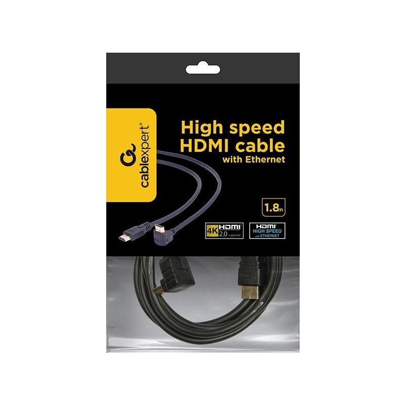 Gembird 90 fokos HDMI apa-apa aranyozott csatlakozóval 1.8m kábel