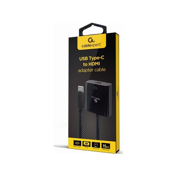 Gembird A-CM-HDMIF-03 0,15m USB-C - HDMI 1.4 M/F fekete adapter