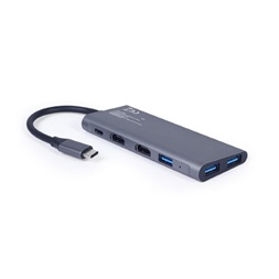 Gembird A-CM-COMBO3-01 3in1 3xUSB 3.0/2xHDMI/Type C PD ezüst USB HUB