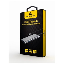 Gembird A-CM-COMBO3-01 3in1 3xUSB 3.0/2xHDMI/Type C PD ezüst USB HUB