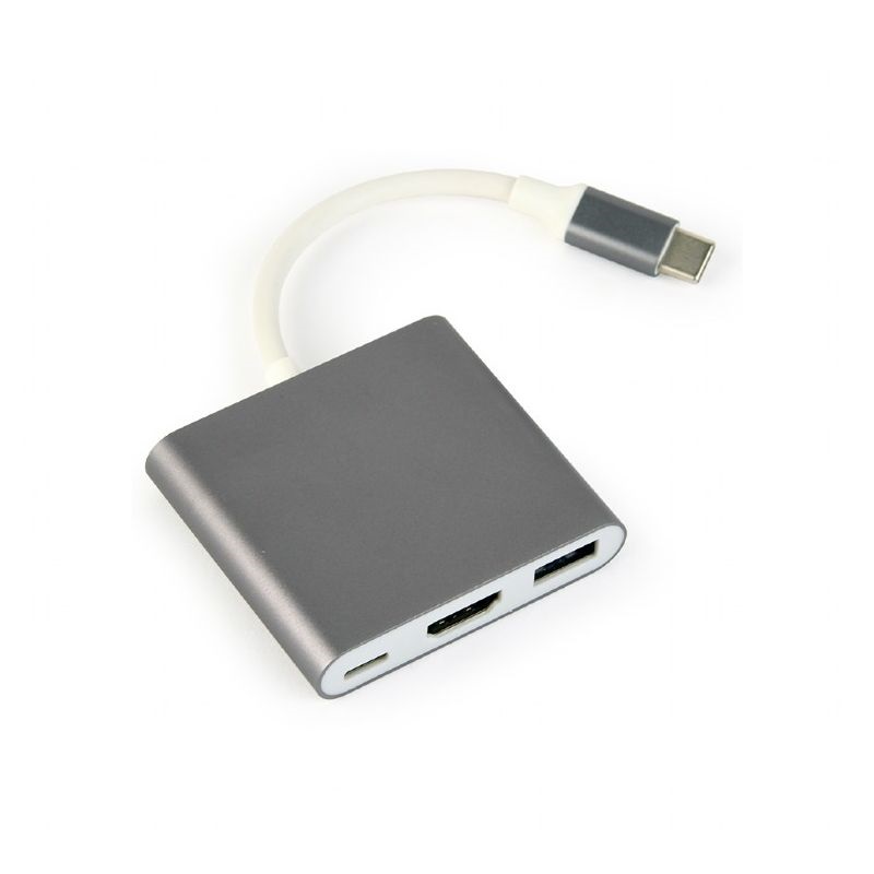 Gembird A-CM-HDMIF-02-SG 3in1 szürke Type C USB HUB