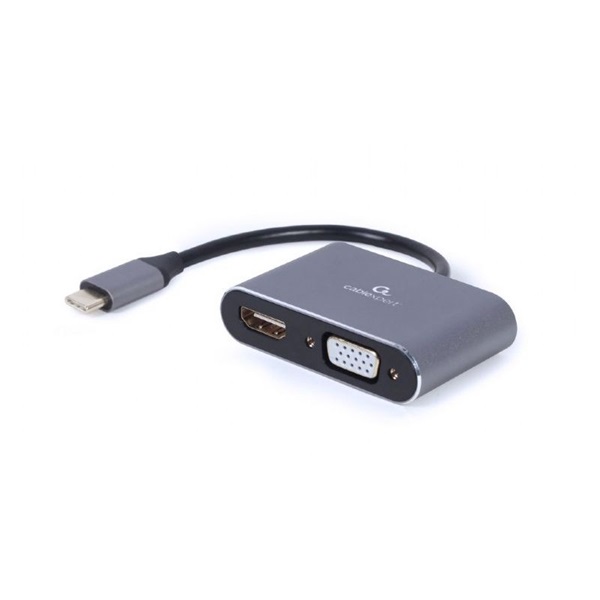 Gembird A-USB3C-HDMIVGA-01 Type C - HDMI + VGA szürke adapter