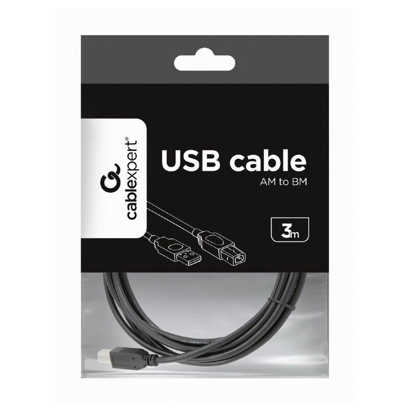 Gembird CCP-USB2-AMBM-10 3m USB A apa - USB B apa fekete kábel