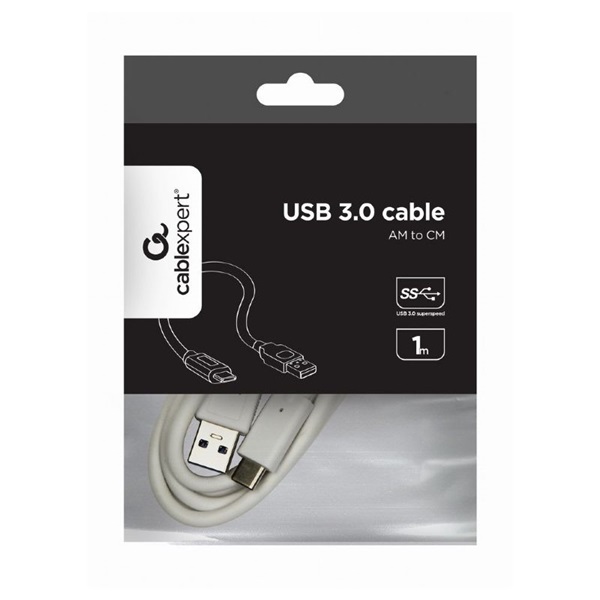 Gembird CCP-USB3-AMCM-1M-W 1m USB A apa - USB C apa fehér kábel