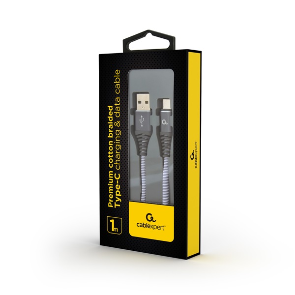 Gembird CC-USB2B-AMCM-1M-WB2 Premium 1m USB Type-C szürke-fehér töltő-és adatkábel