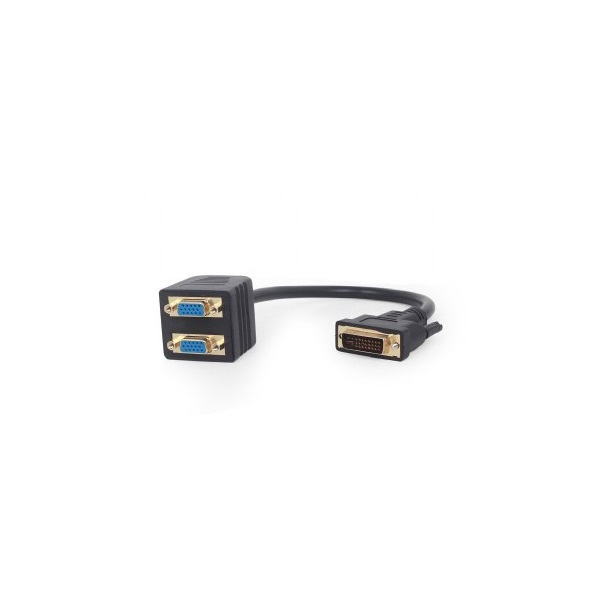 Gembird DVI-I -> 2db VGA M/F adapter 0.2m fekete