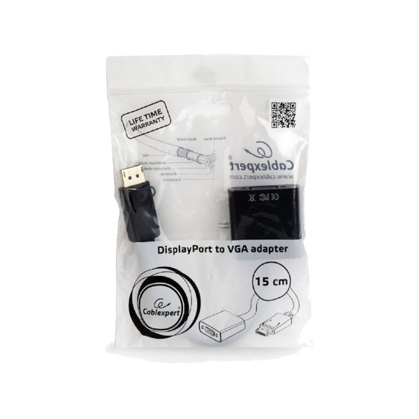 Gembird Displayport -> VGA M/F adapter 0.2m fehér
