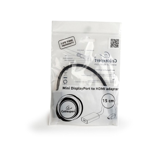 Gembird Displayport mini -> HDMI M/F adapter 0.2m fekete