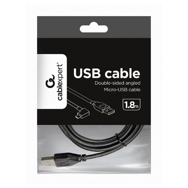 Gembird Double-sided angled Micro-USB to USB 2.0 AM cable, 1.8 m, black