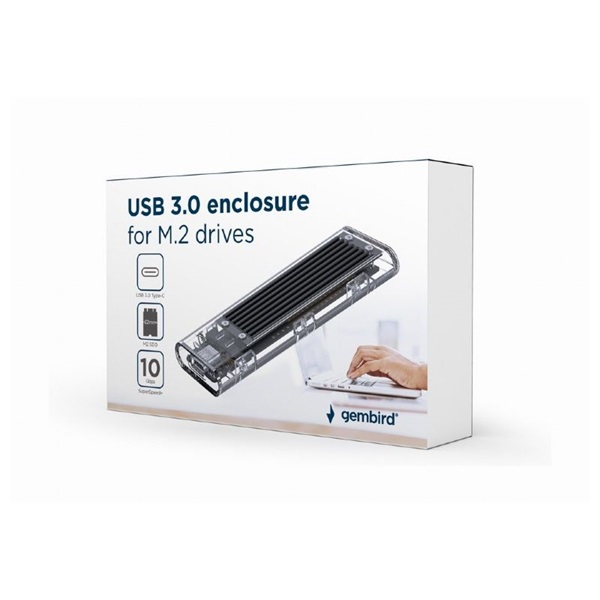 Gembird EE2280-U3C-02 USB 3.1 NVMe M2 átlátszó ház