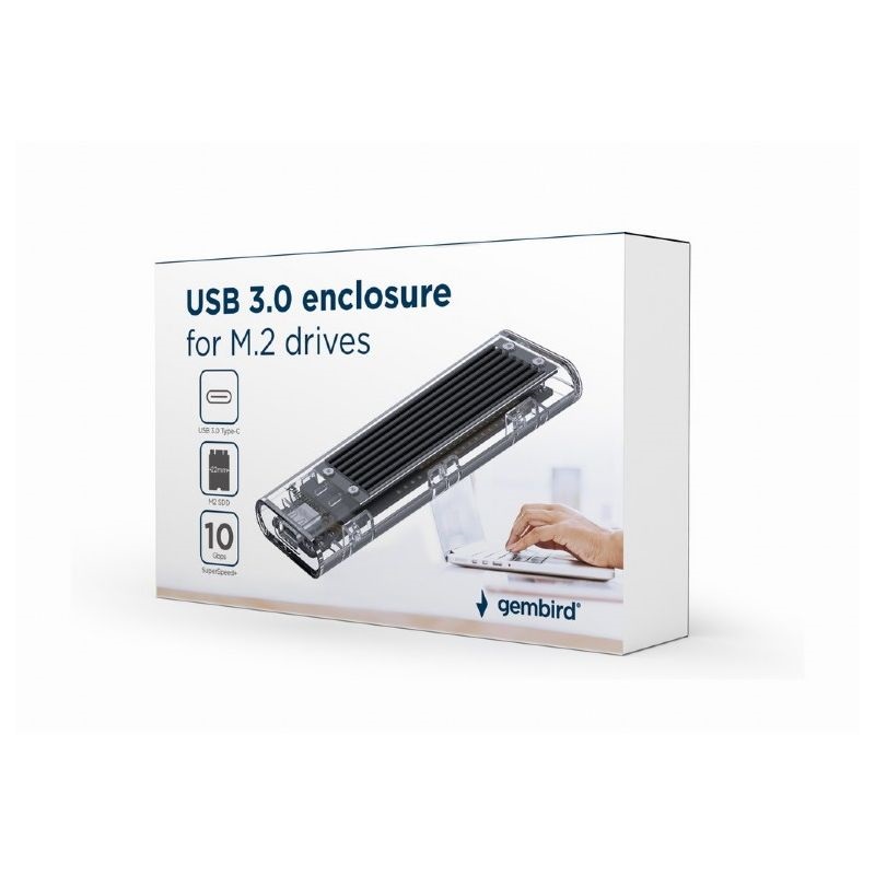 Gembird EE2280-U3C-02 USB 3.1 NVMe M2 átlátszó ház