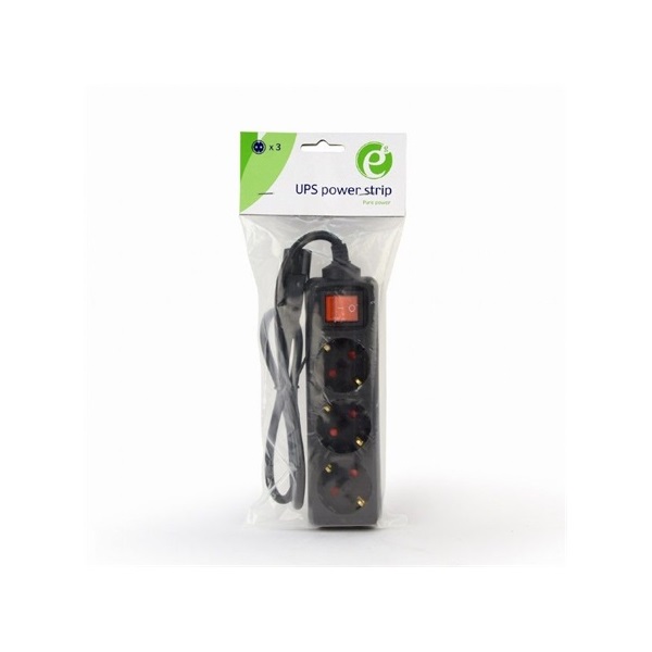 Gembird EG-PSU3-01 C14 - 3db villásdugó CEE 7/7 (EU) elosztó 0.6m fekete