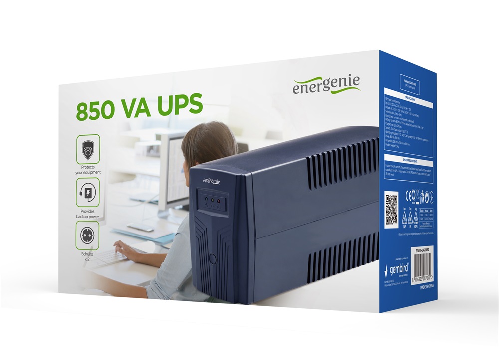 Gembird EG-UPS-B850 UPS Energenie 850 VA Basic 850 UPS AVR Shuko szünetmentes tápegység