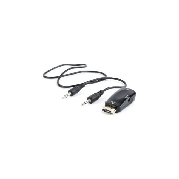 Gembird HDMI -> VGA Jack stereo 3,5mm M/F adapter fekete