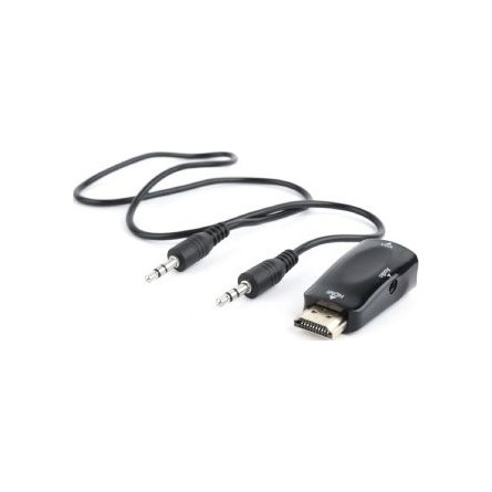 Gembird HDMI -> VGA Jack stereo 3,5mm M/F adapter fekete