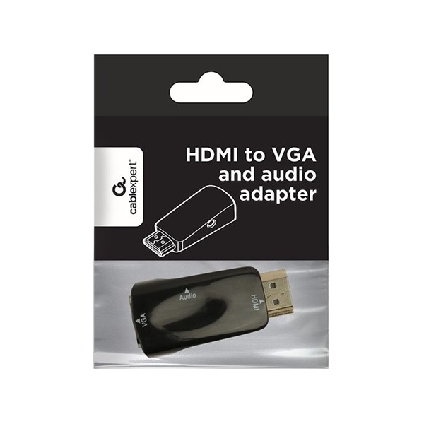 Gembird HDMI -> VGA Jack stereo 3,5mm M/F adapter fekete