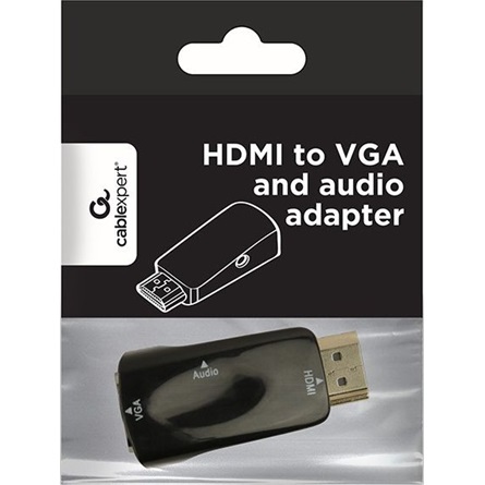 Gembird HDMI -> VGA Jack stereo 3,5mm M/F adapter fekete