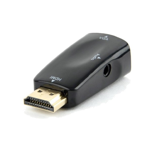 Gembird HDMI 1.4 -> VGA Jack 3,5mm M/F adapter fekete +audio