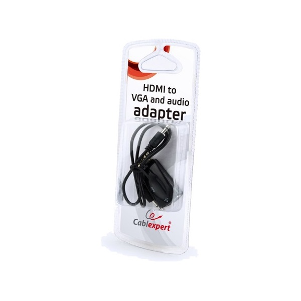 Gembird HDMI 1.4 -> VGA Jack 3,5mm M/F adapter fekete +audio