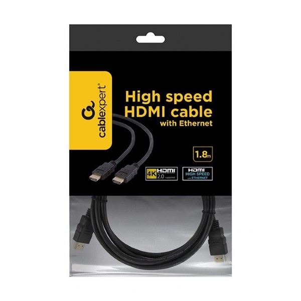 Gembird HDMI V 2.0 apa-apa kábel aranyozott csatlakozóval 1.8m, bulk csomagolás
