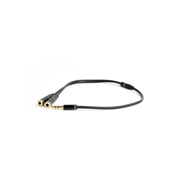 Gembird Jack stereo 3,5mm -> 2db Jack 3,5mm M/F adapter 0.1m fekete premium